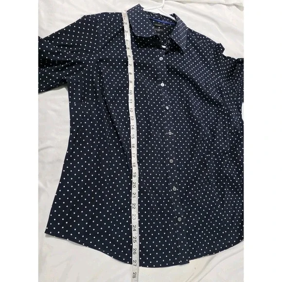 Talbots Womens Polka Dot Button Up Top 14W Wrinkle Resistant Business Casual - Picture 5 of 7